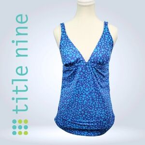 Title Nine Tankini Swimsuit Top Blue Dots Beach Summer Vacation Swimwear Size M